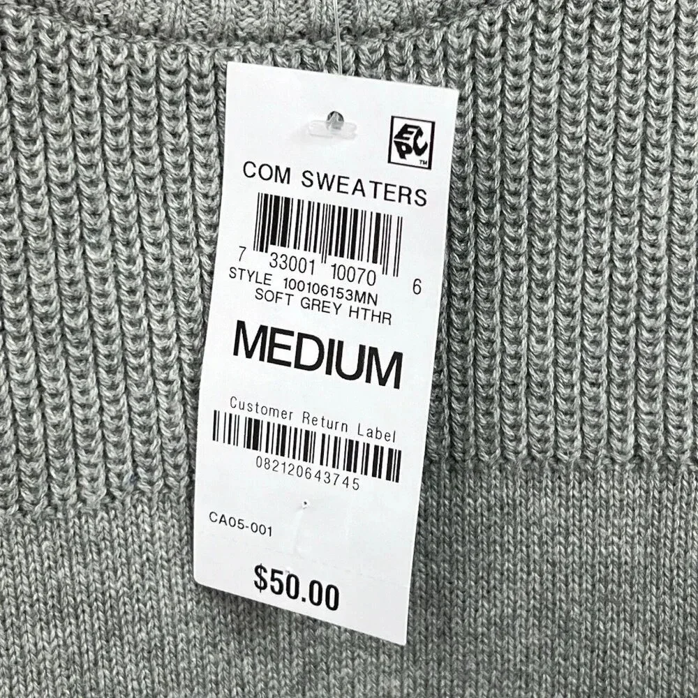 Club Room Mens Medium Textured Cotton Crew Neck Pullover Sweater Gray NWT - Picture 5 of 7